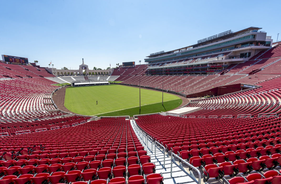 field with bleachers