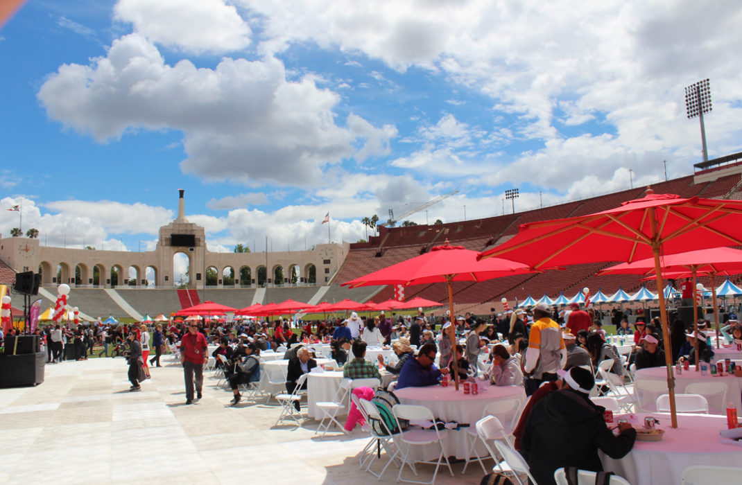 event umbrellas and tables