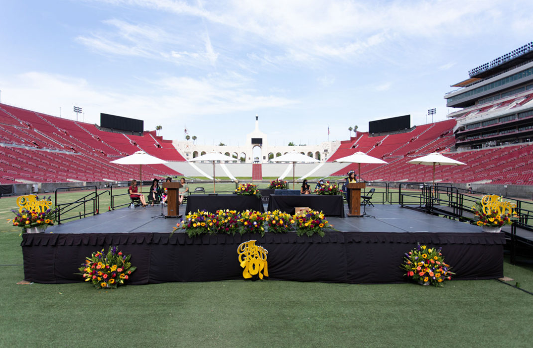 large podium on field