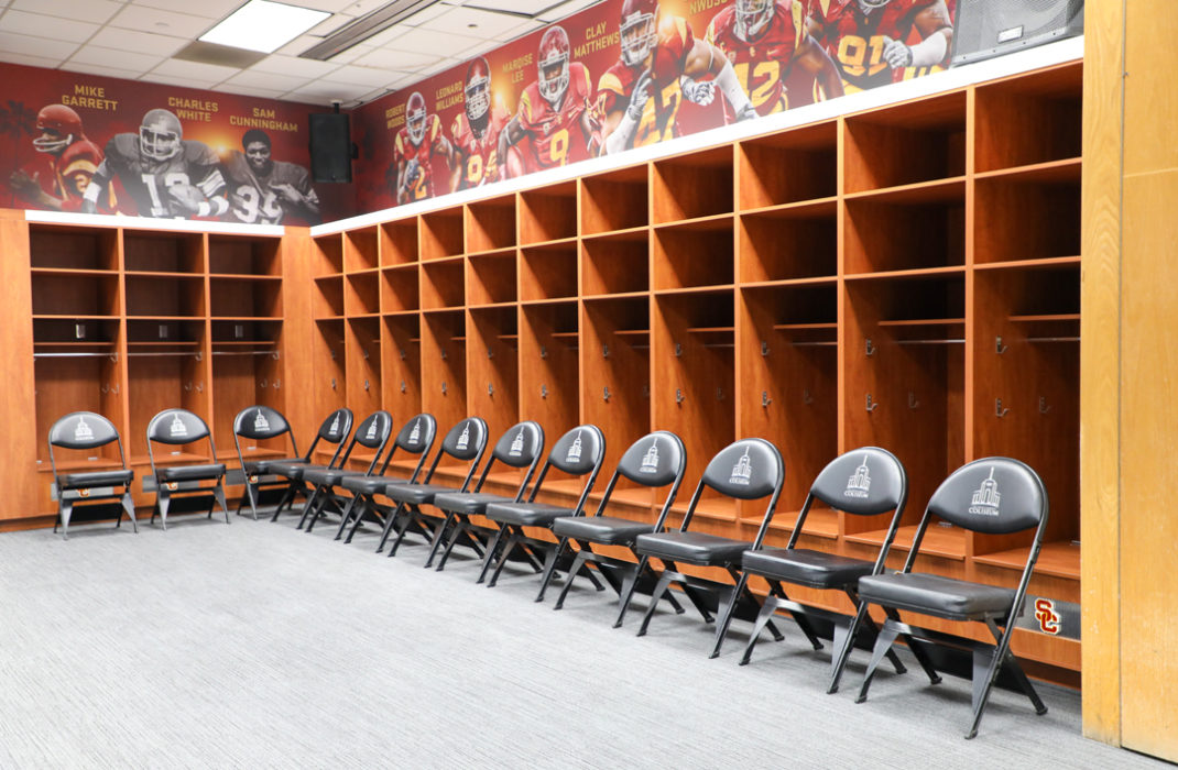 chairs lined up against wall