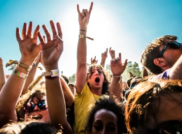 man in crowd