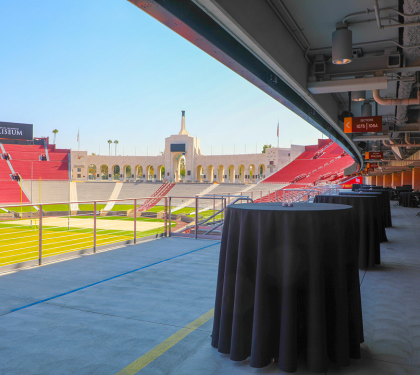 outside tables with cloth on top