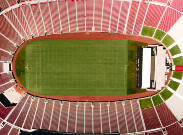 upward view of field and stands